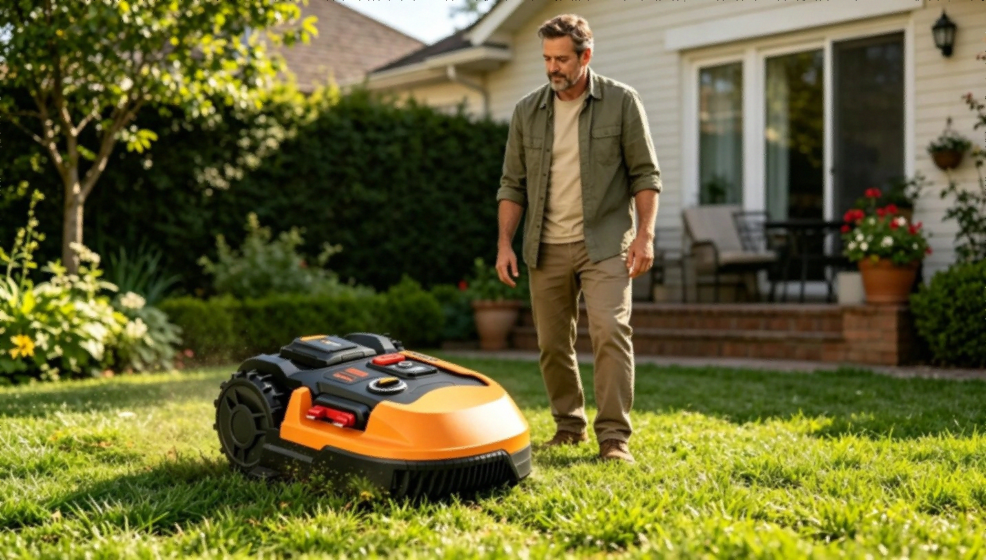 WORX Landroid M WR147 robotic lawn mower on grass
